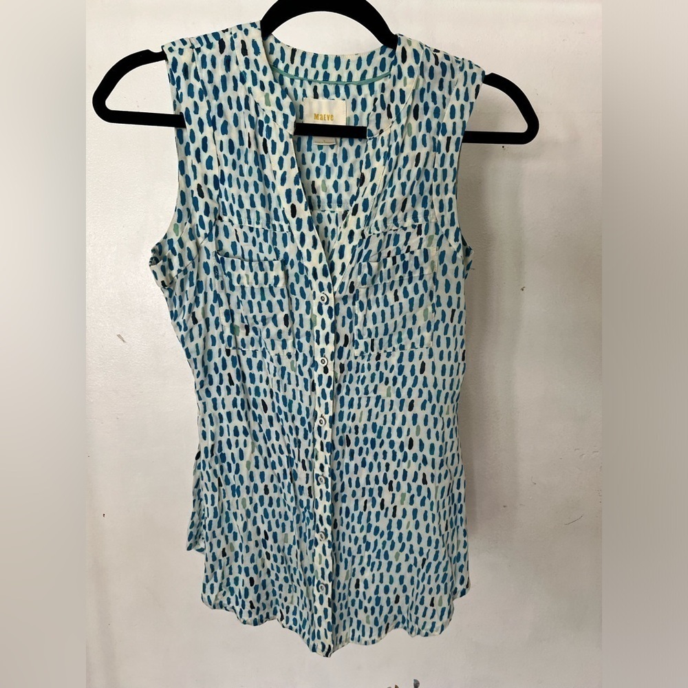 maeve | aqua blue dot sleeveless tank